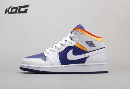 Air Jordan 1 Mid White Laser Orange Deep Royal Blue 36-40