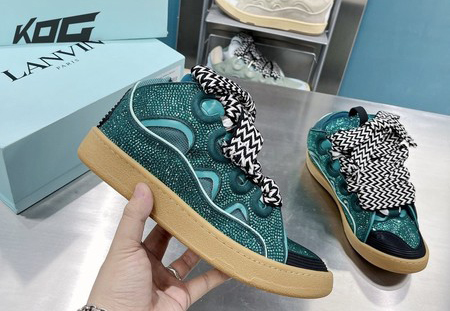 LANVIN Curb sneakers in Leather and strass navy blue STRA-H21281 Size 35-45